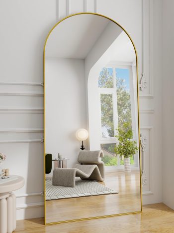 Koonmi 30"x71" Arched Full Length Mirror, Gold Large Floor Mirror with Aluminum Alloy Frame, Standing Hanging or Leaning Wall-Mounted Full Body Mirror for Living Room and Bedroom