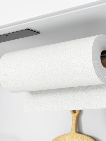 Paper Towel Holder - Self-Adhesive or Drilling, Matte Black Wall Mounted Rack - SUS304 Stainless Steel Kitchen Roll Dispenser Under Cabinet